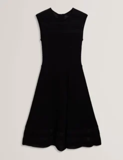 Skaterkleid mit transparentem Einsatz und Rippstrick