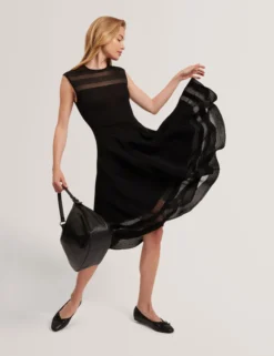 Skaterkleid mit transparentem Einsatz und Rippstrick
