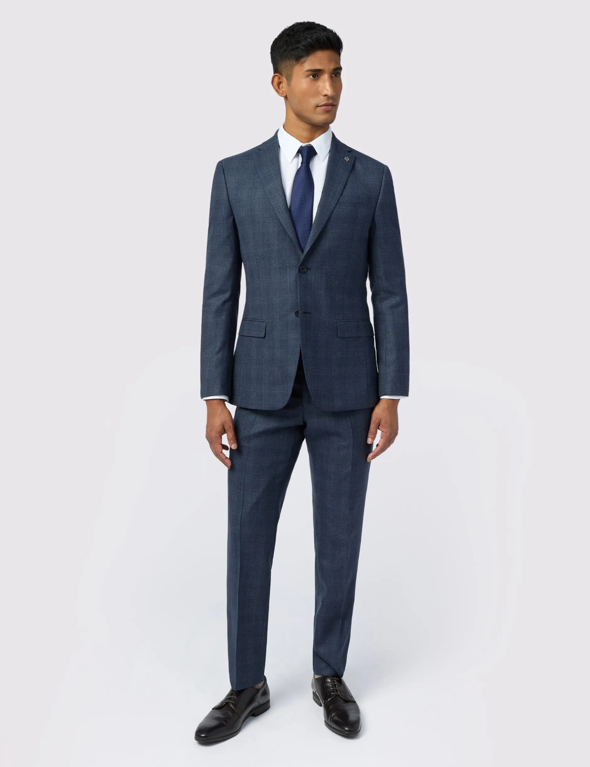 Slim-Fit-Anzugjacke mit Ton-in-Ton-Karo