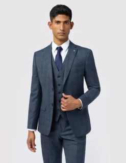 Slim-Fit-Anzugjacke mit Ton-in-Ton-Karo