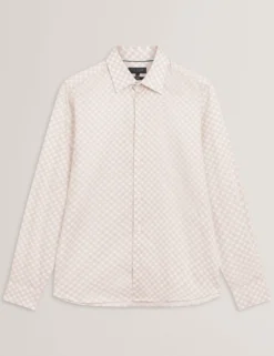 Slim-Fit-Hemd mit geometrischem Kreismuster