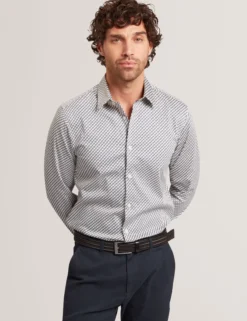 Slim Fit Tonal Geo Stretch Baumwollhemd