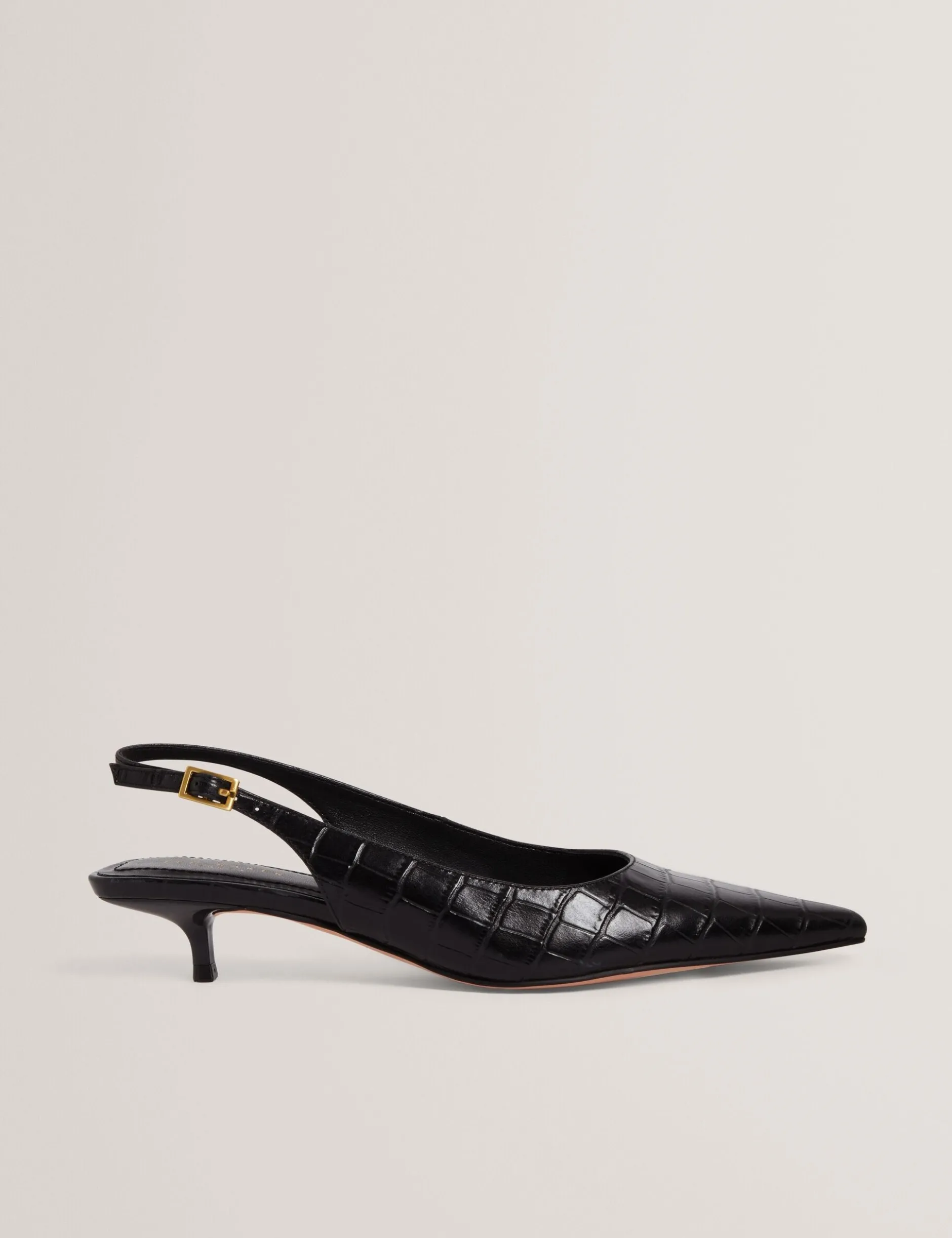 Slingback-Kitten-Heel-Schuhe aus Krokodilleder