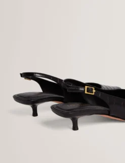 Slingback-Kitten-Heel-Schuhe aus Krokodilleder