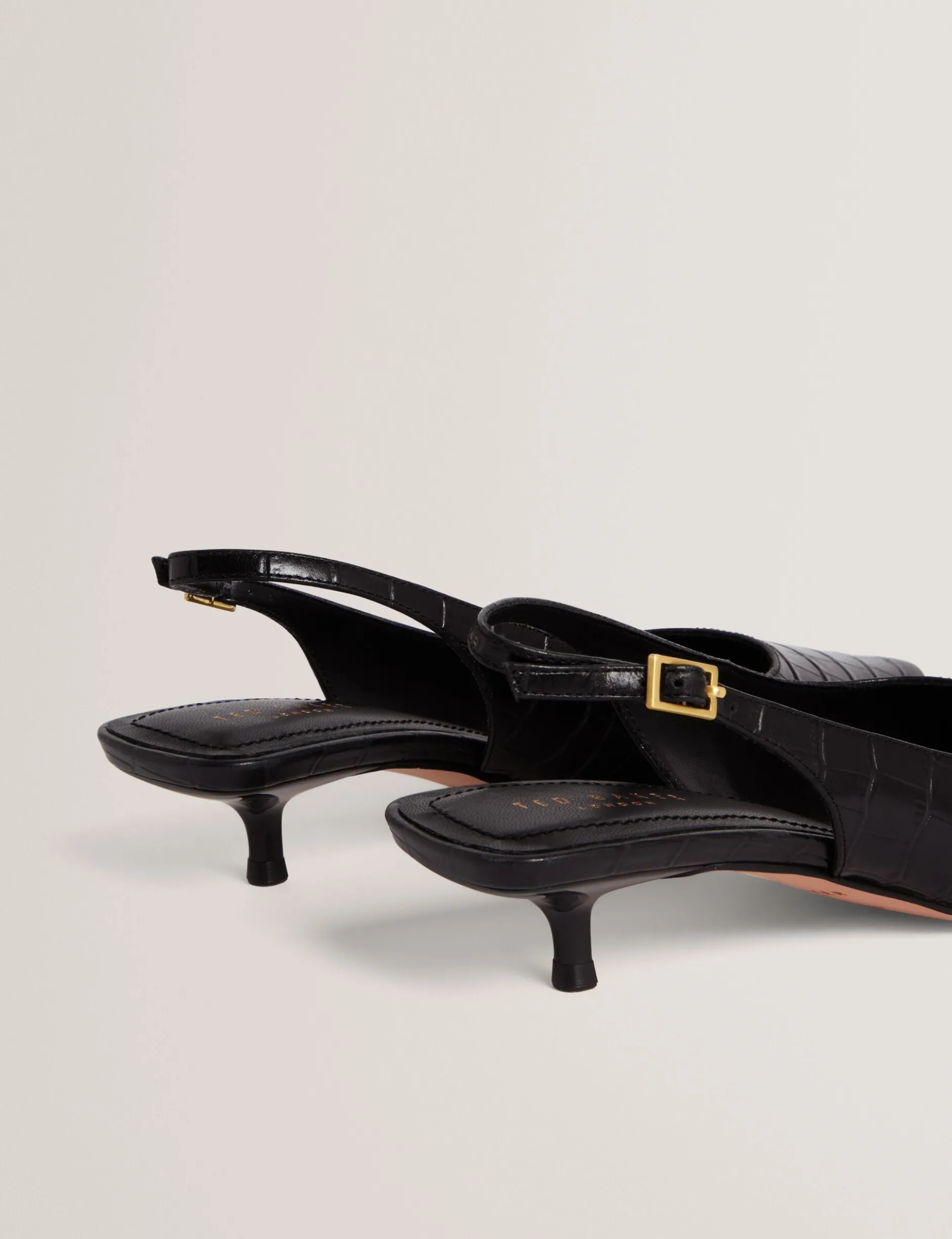 Slingback-Kitten-Heel-Schuhe aus Krokodilleder
