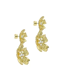 Statement-Ohrhänger mit goldener Blumenform