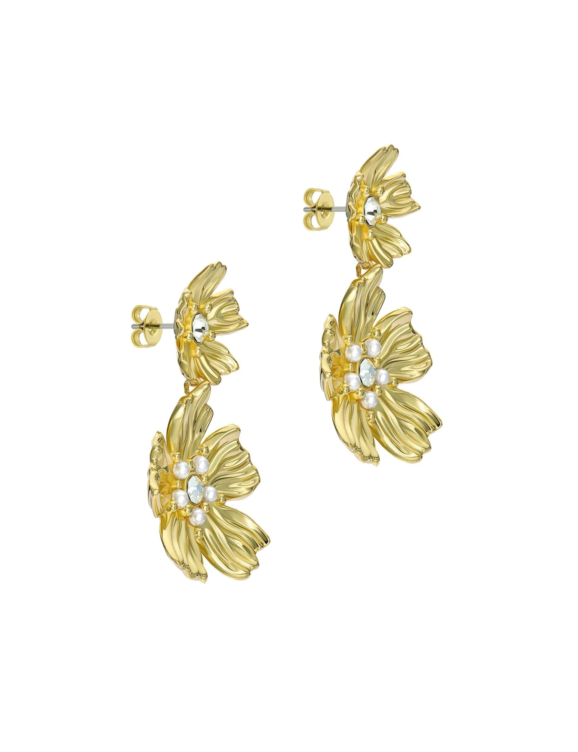 Statement-Ohrhänger mit goldener Blumenform