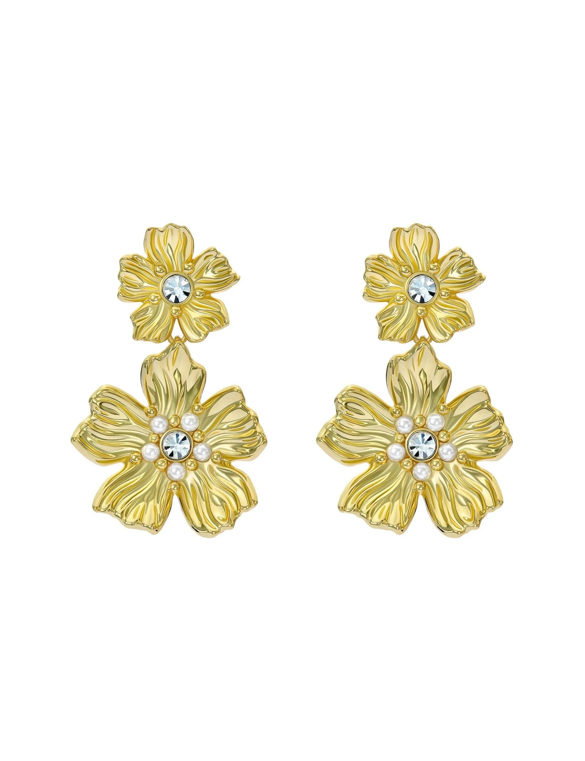 Statement-Ohrhänger mit goldener Blumenform