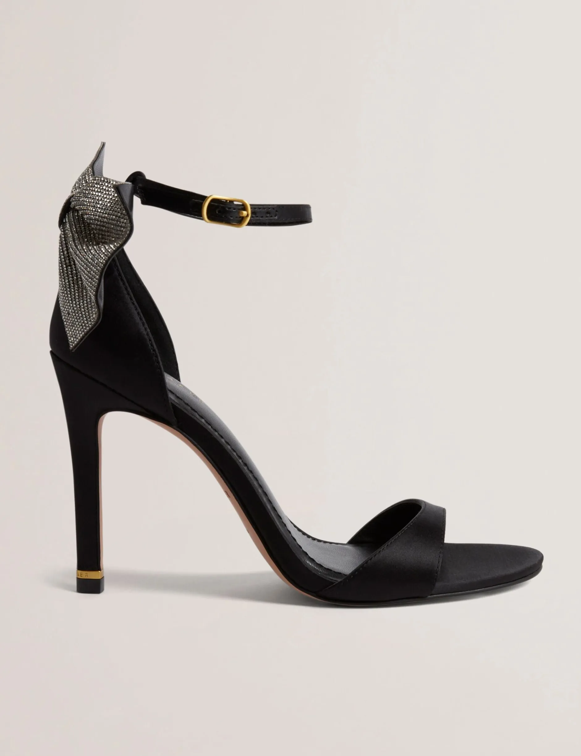 Strass-Schleifen-Satin-Stiletto-Sandalen