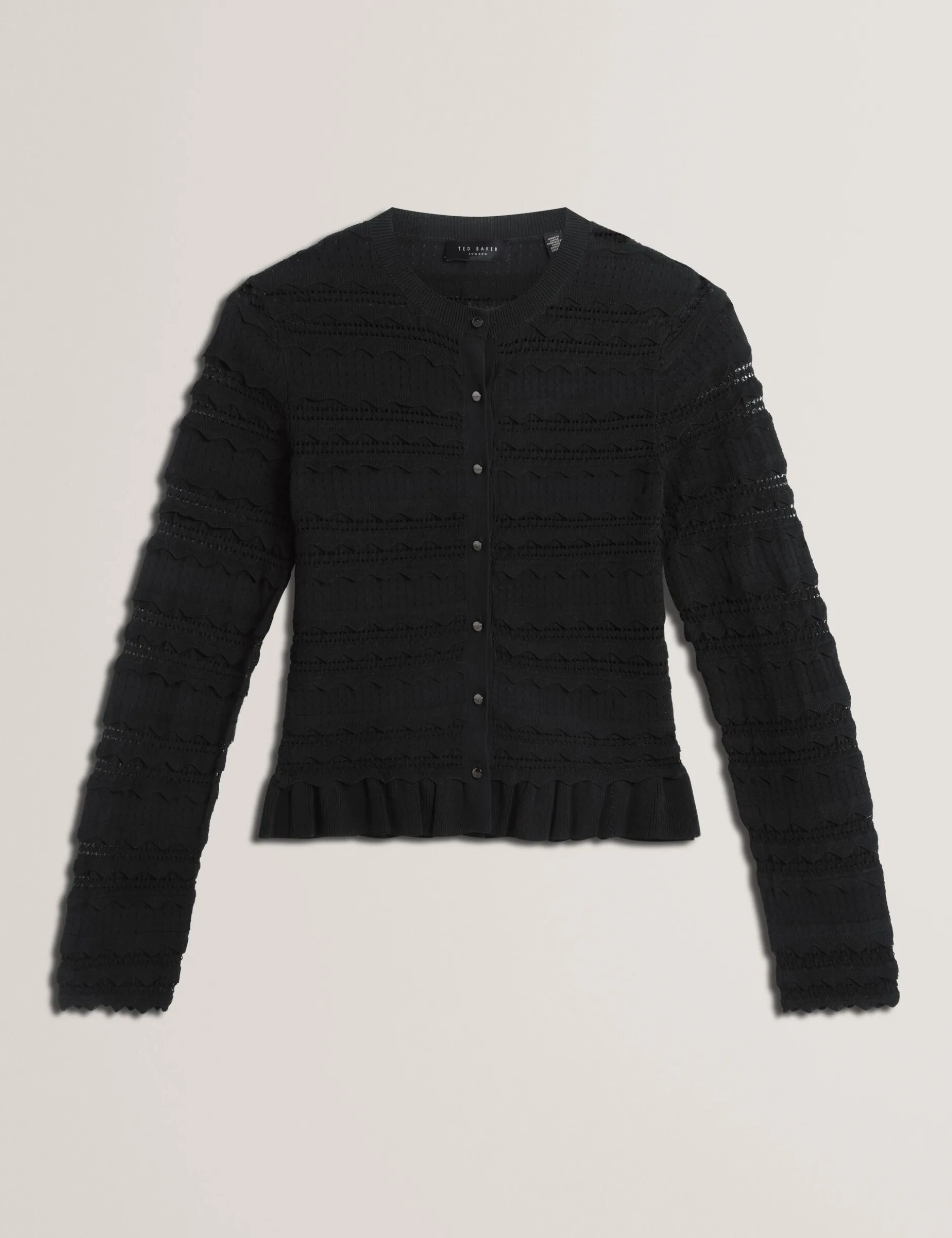 Strickjacke mit Rüschenbesatz