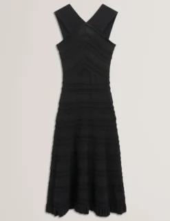 Strick-Midikleid mit Muschelsaum und Neckholder