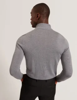 Strickpullover aus Merinowolle mit Reißverschlusskragen