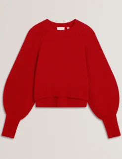Strickpullover aus Merinowolle mit Ballonärmeln