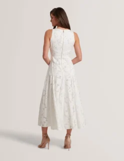 Strukturiertes ärmelloses Midikleid