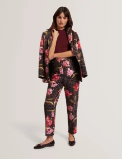 Taillierter Blazer mit Rosenmuster und Sanduhrform