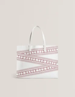 Tasche mit breitem Gurtband-Print und Icon-Motiv