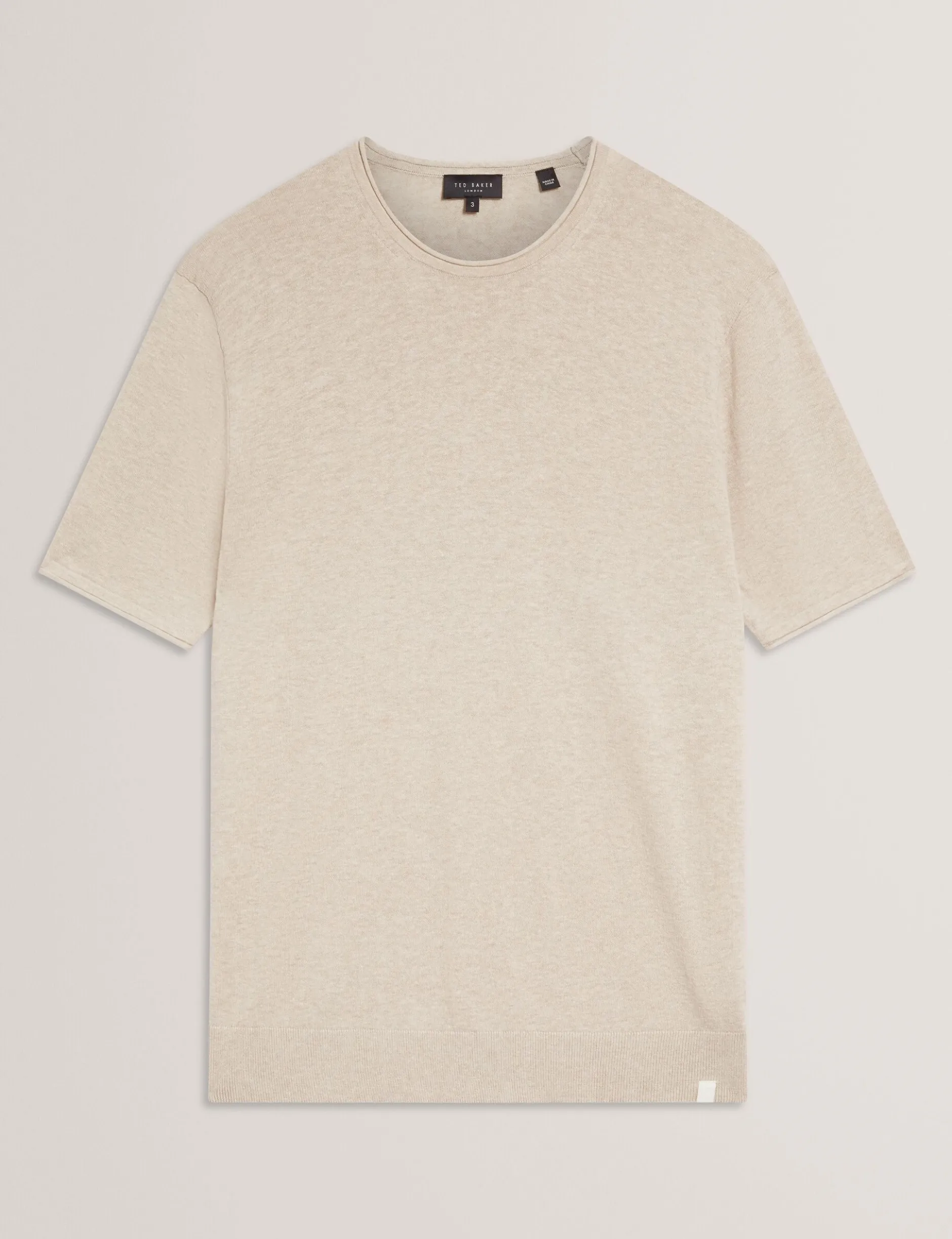 T-Shirt aus Leinenmischgewebe mit gerolltem Saum