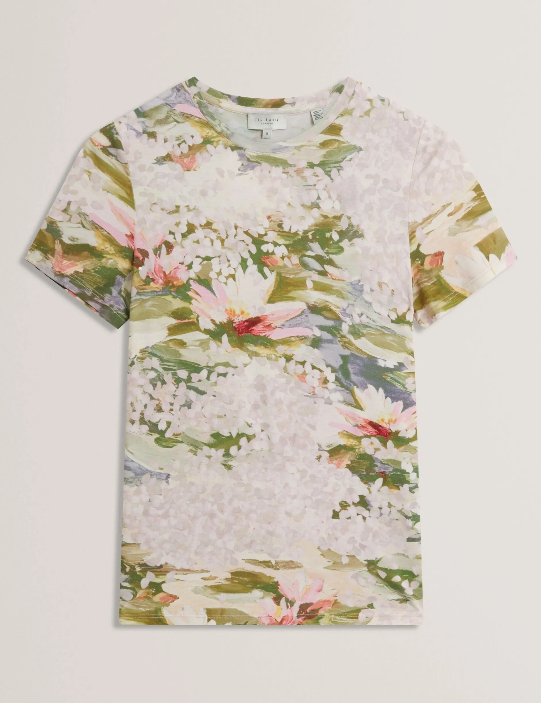 T-Shirt mit Seerosenmuster, tailliert, aus Jersey
