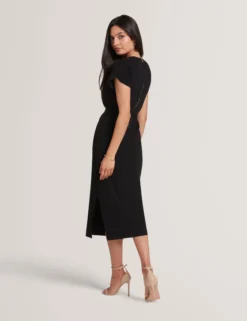 Tulpenärmel-Midikleid mit Gürtel