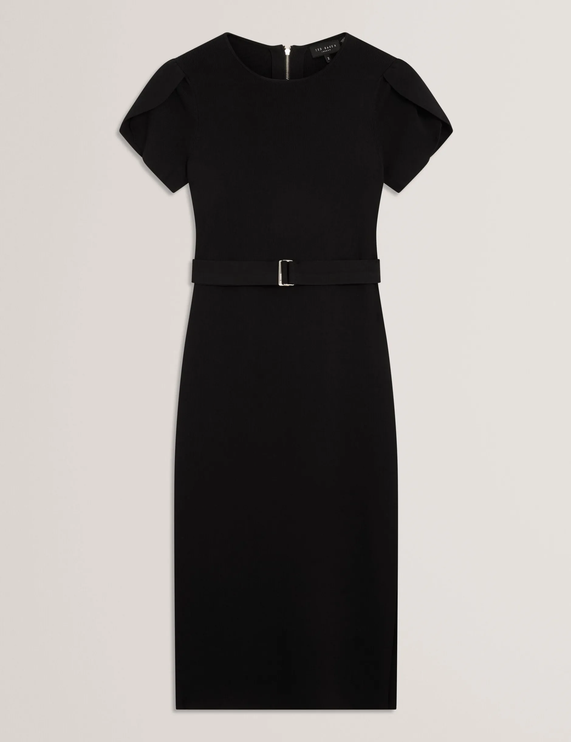 Tulpenärmel-Midikleid mit Gürtel