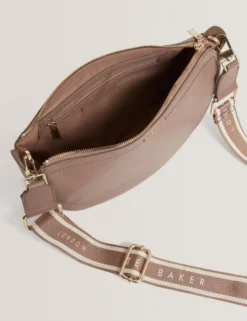 Umhängetasche aus Leder mit Gurtband