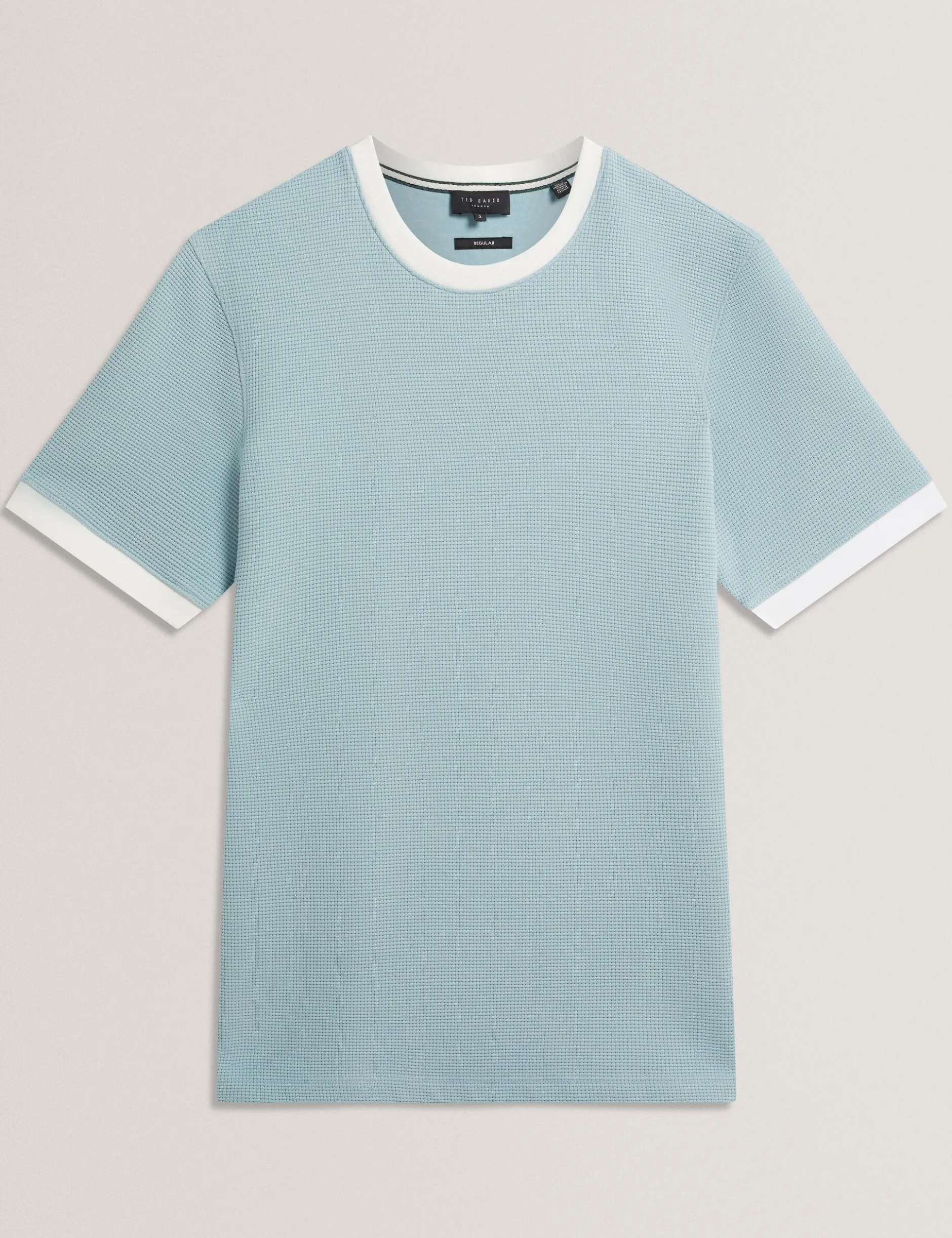 Waffelstrick-T-Shirt mit Kontrastbesatz