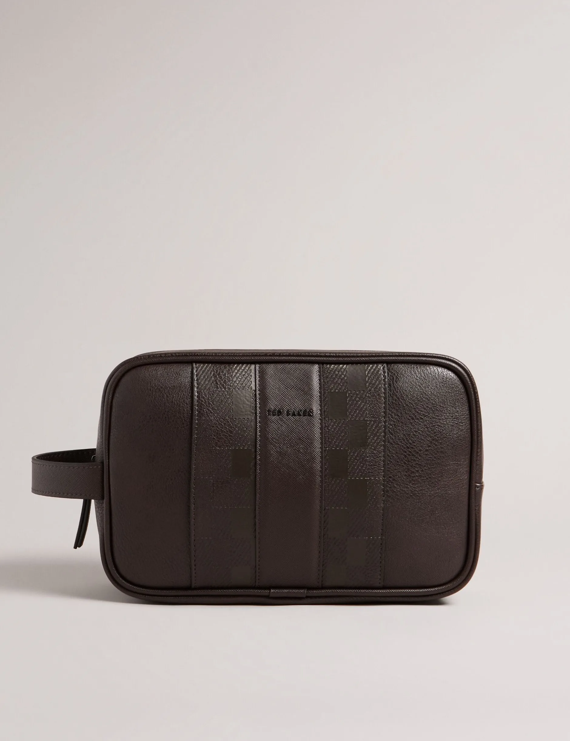Waschtasche aus Kunstleder mit Karomuster
