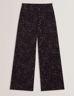 Weite Hose mit Blumen-Karomuster