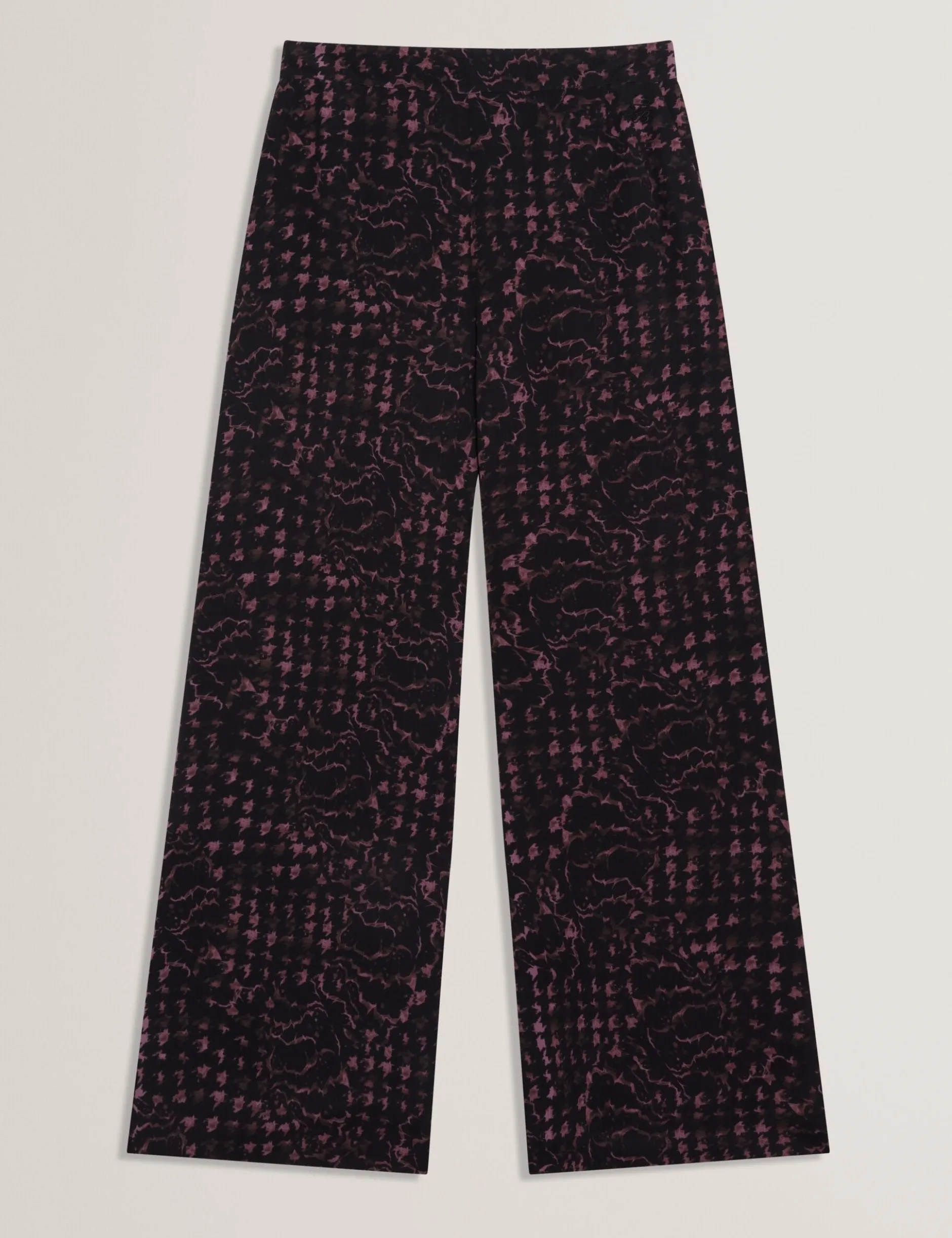 Weite Hose mit Blumen-Karomuster
