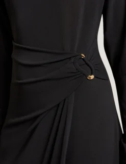 Wickelkleid aus Jersey mit langen Ärmeln, Midi-Länge