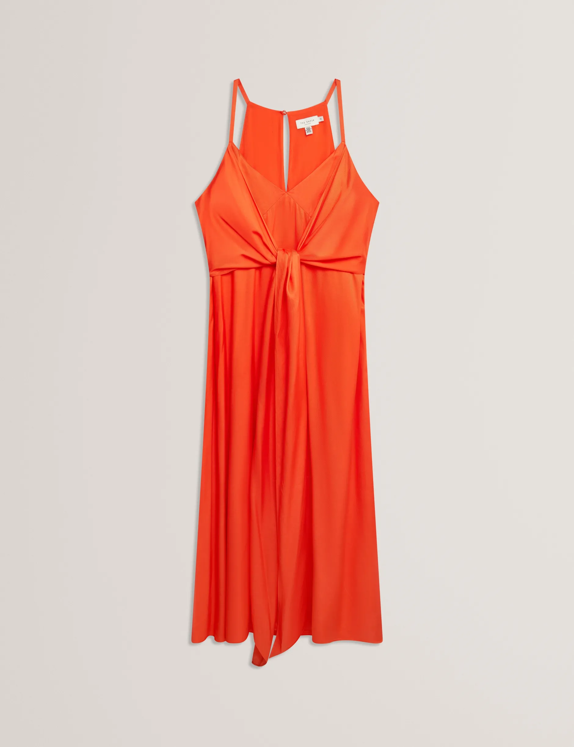 Wickelkleid mit Taillengürtel und Trägern, Midi-Länge