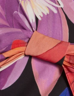 Wickelrock mit Dahlien-Blumenmuster, Midi-Länge