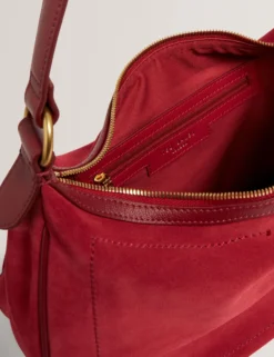 Wildleder-Hobo-Bag mit gewebtem Riemen