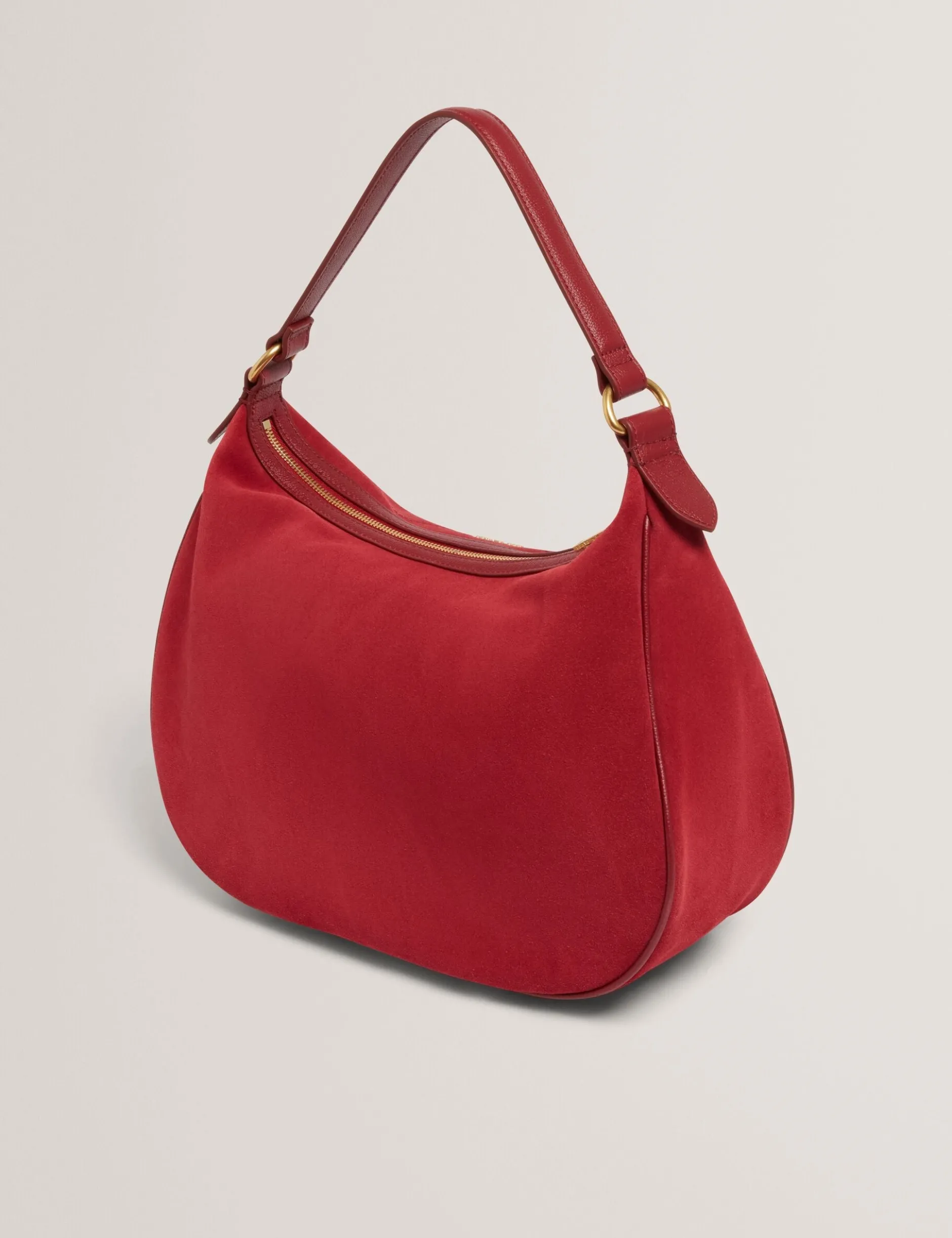 Wildleder-Hobo-Bag mit gewebtem Riemen