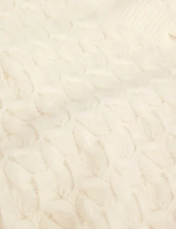 Zopfstrick-Strickjacke aus Wolle mit V-Ausschnitt